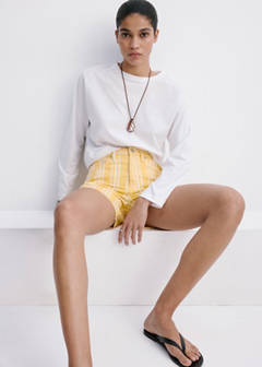 Striped straight-fit shorts — Yellow 5