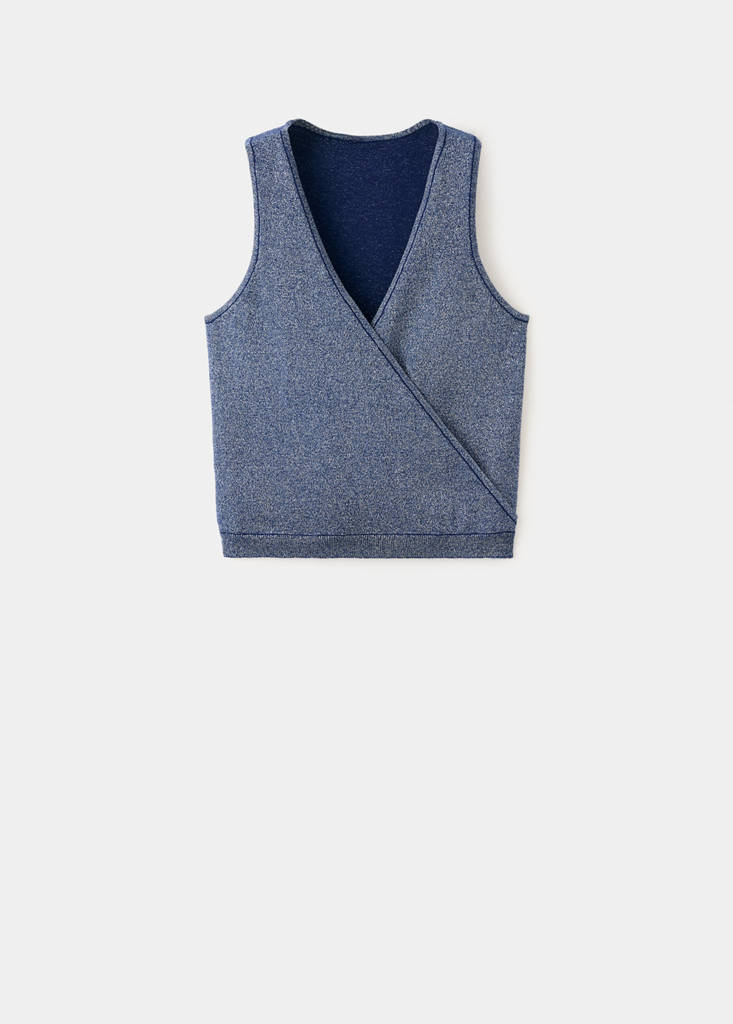 Knitted wrap top — Navy