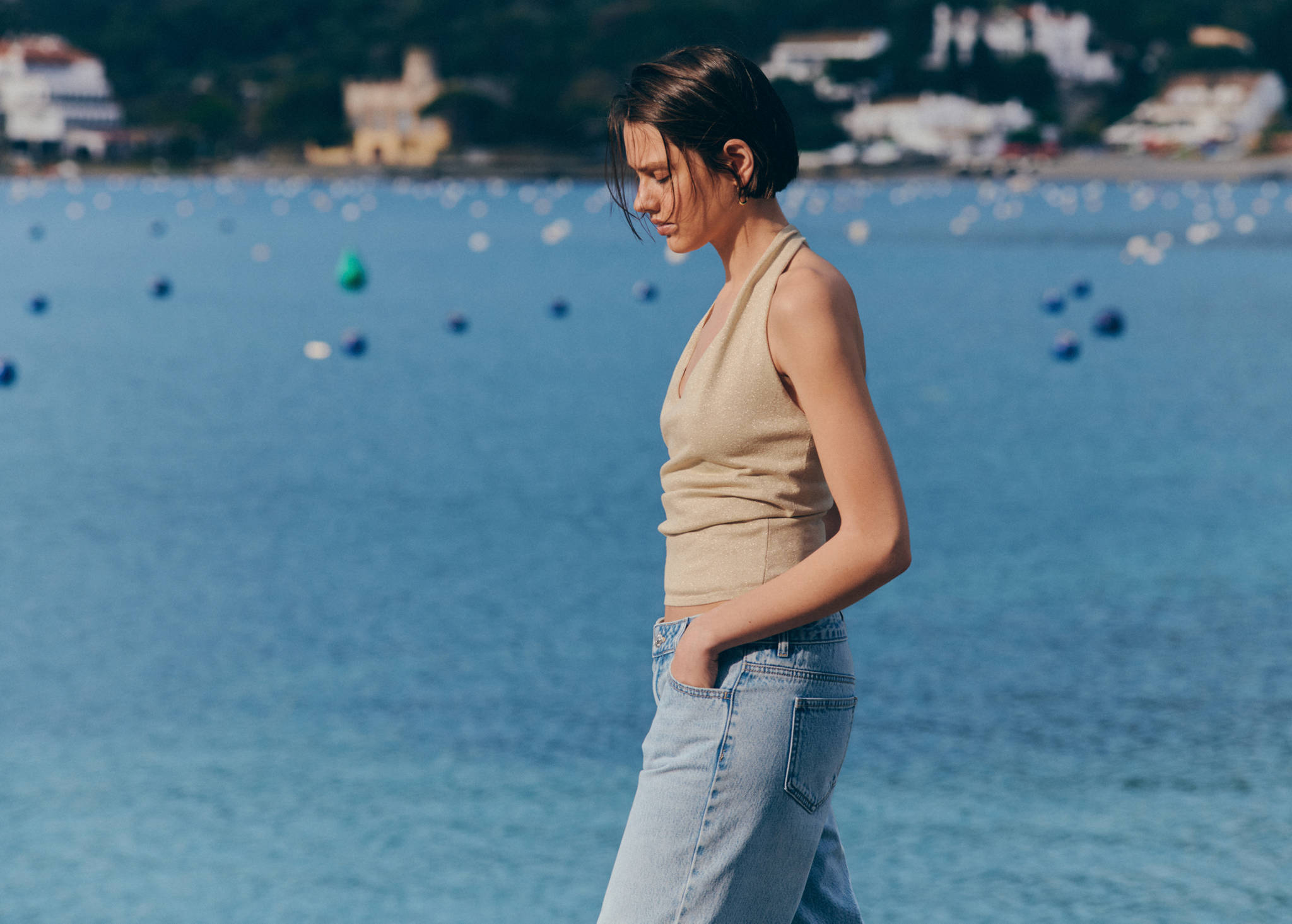Fine knit crossover top - Panoramic plane