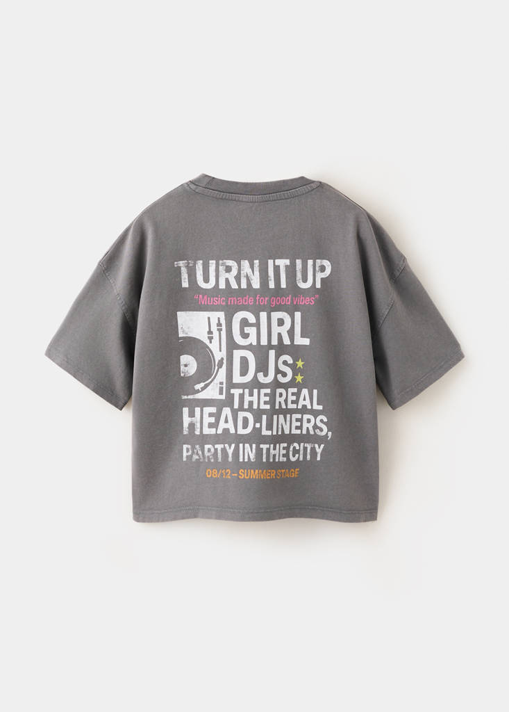 Printed cotton-blend t-shirt — Charcoal