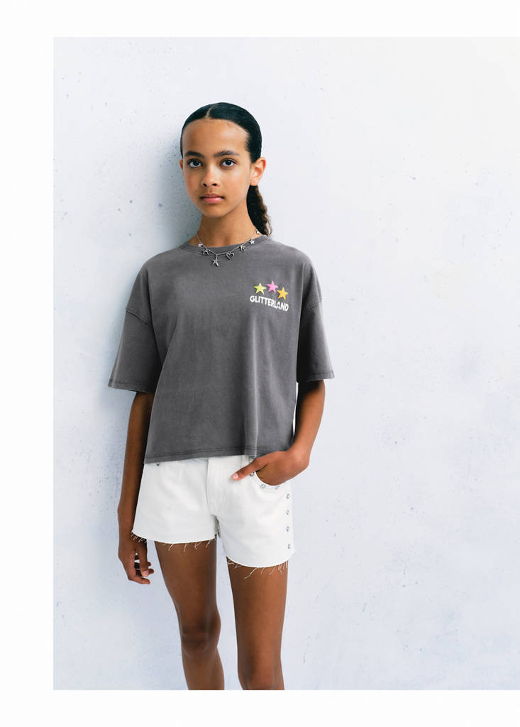 Printed cotton-blend t-shirt — Charcoal