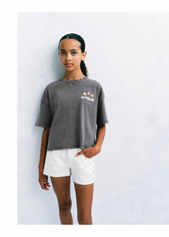 Printed cotton-blend t-shirt — Charcoal 1