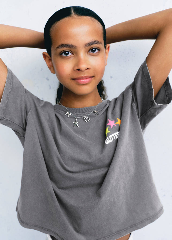 Printed cotton-blend t-shirt — Charcoal