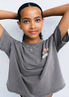 Printed cotton-blend t-shirt — Charcoal 3