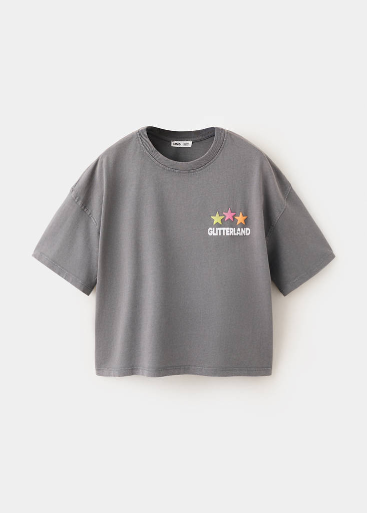 Printed cotton-blend t-shirt — Charcoal