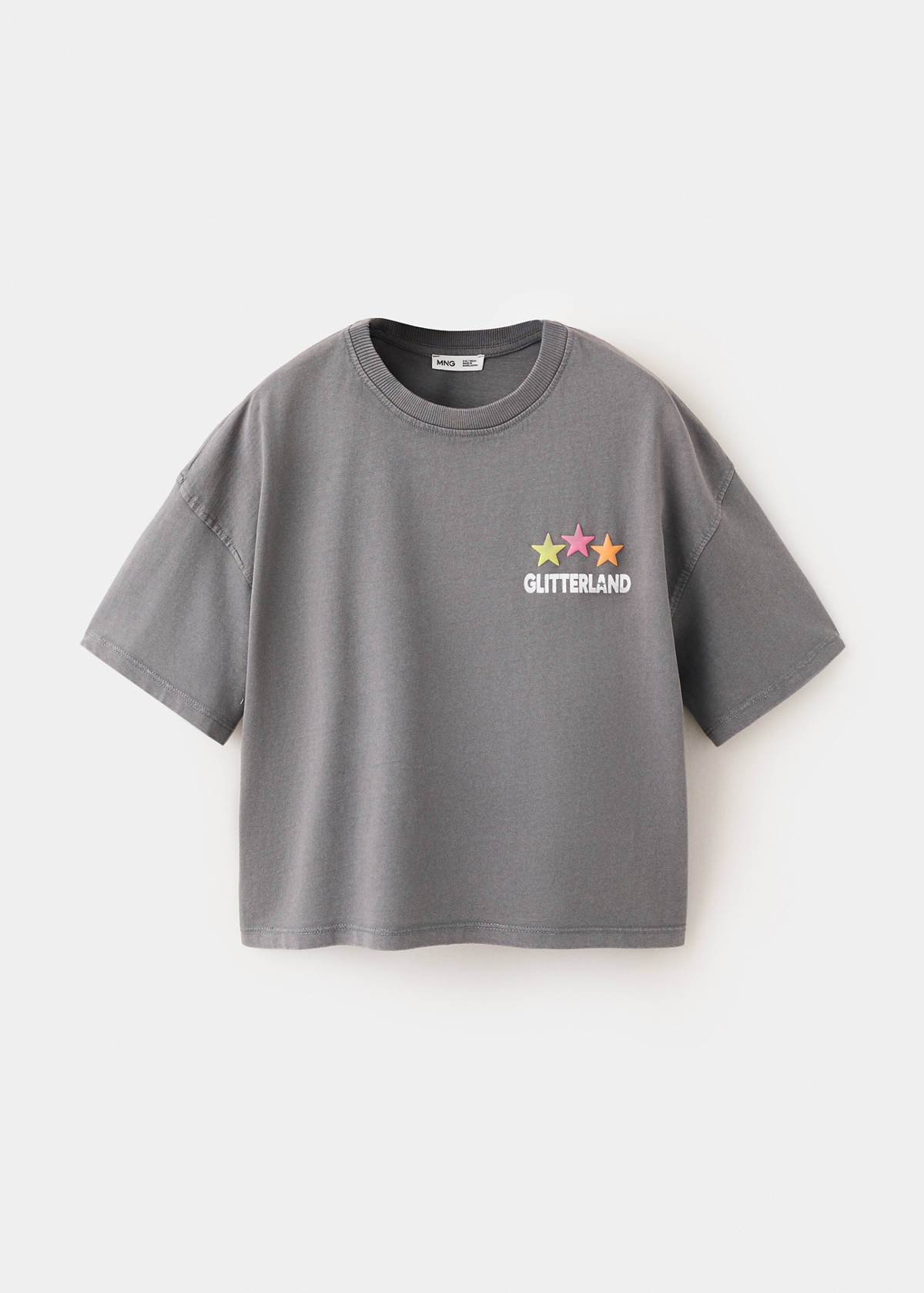 Printed cotton-blend t-shirt — Charcoal
