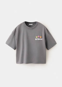 Printed cotton-blend t-shirt — Charcoal 2