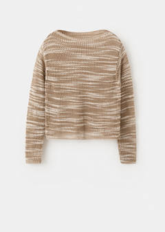 Bicolour crochet jumper — Medium Brown 6