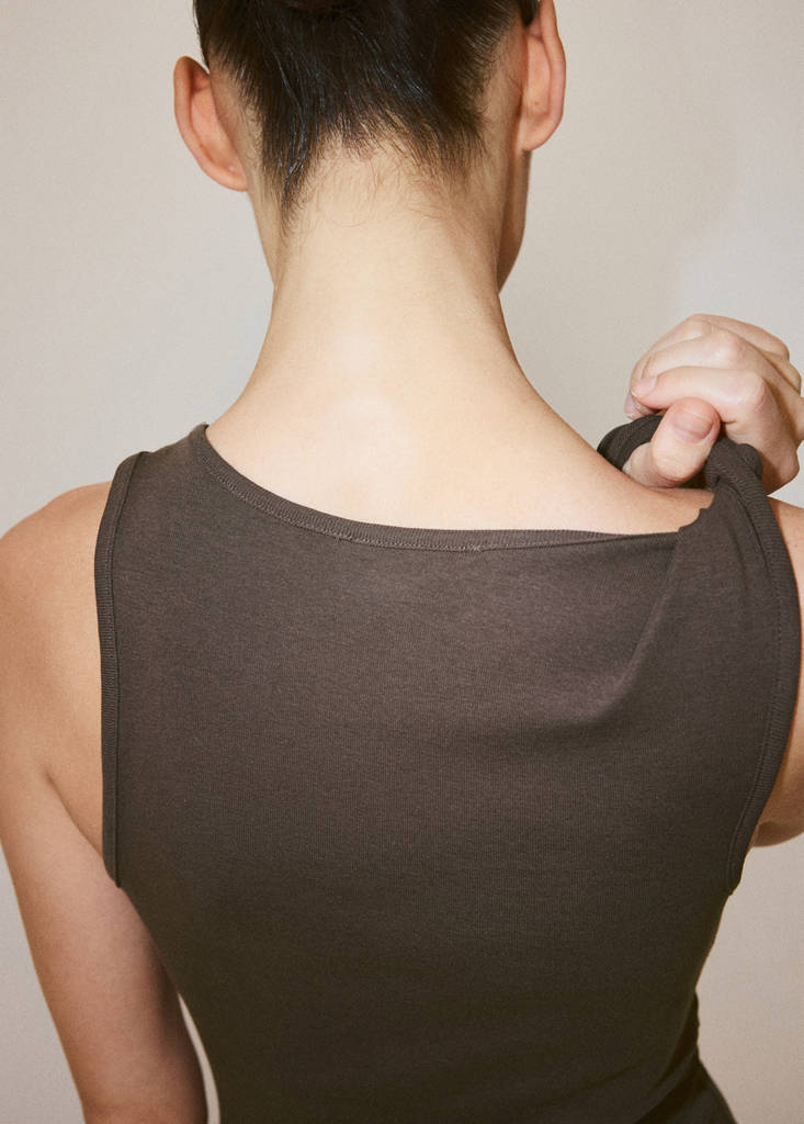 Cotton dress with draped strap detail thumbnail 4