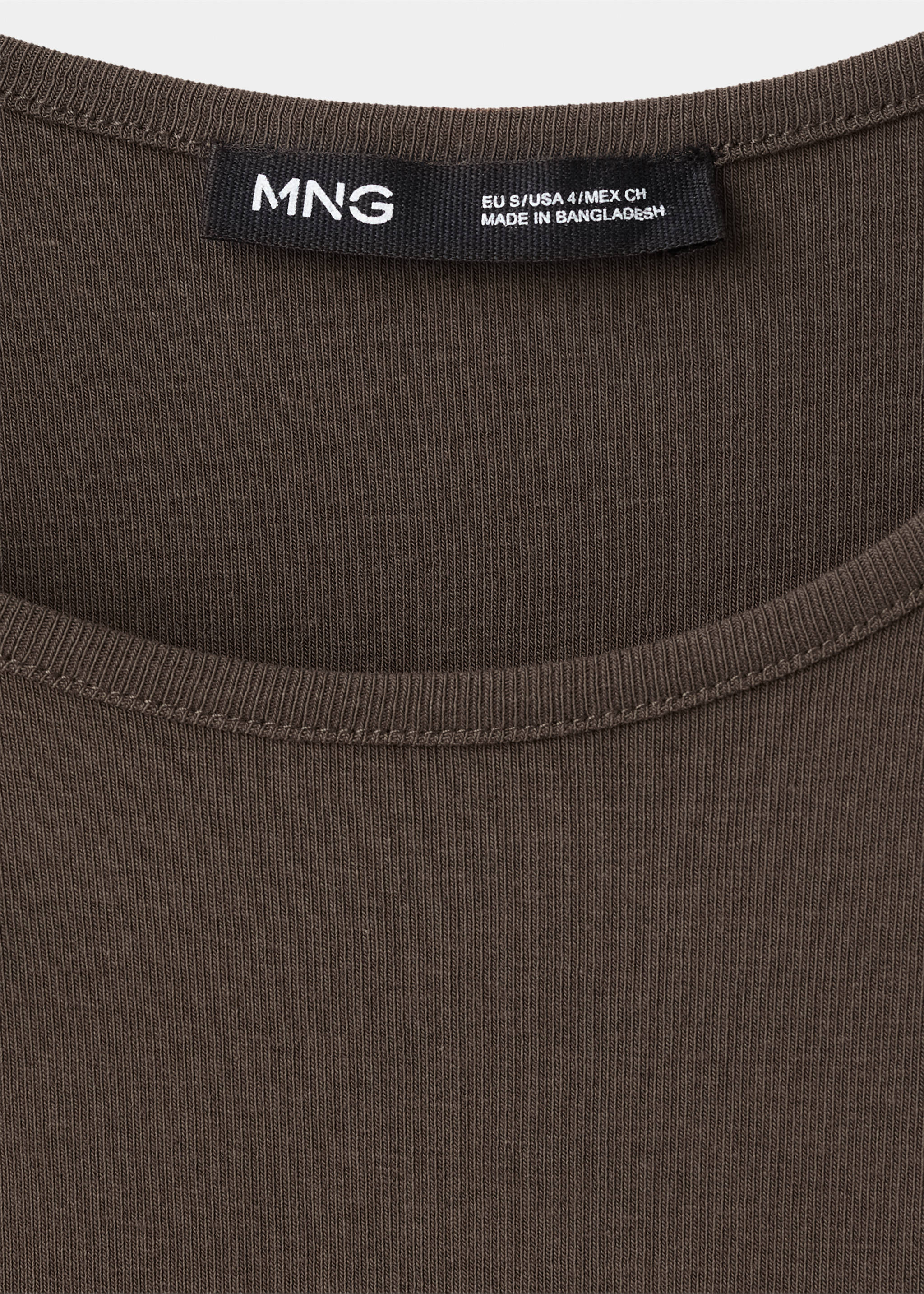 Cotton dress with draped strap detail - Details of the article 8, Brown. Ref: 37041382-00.