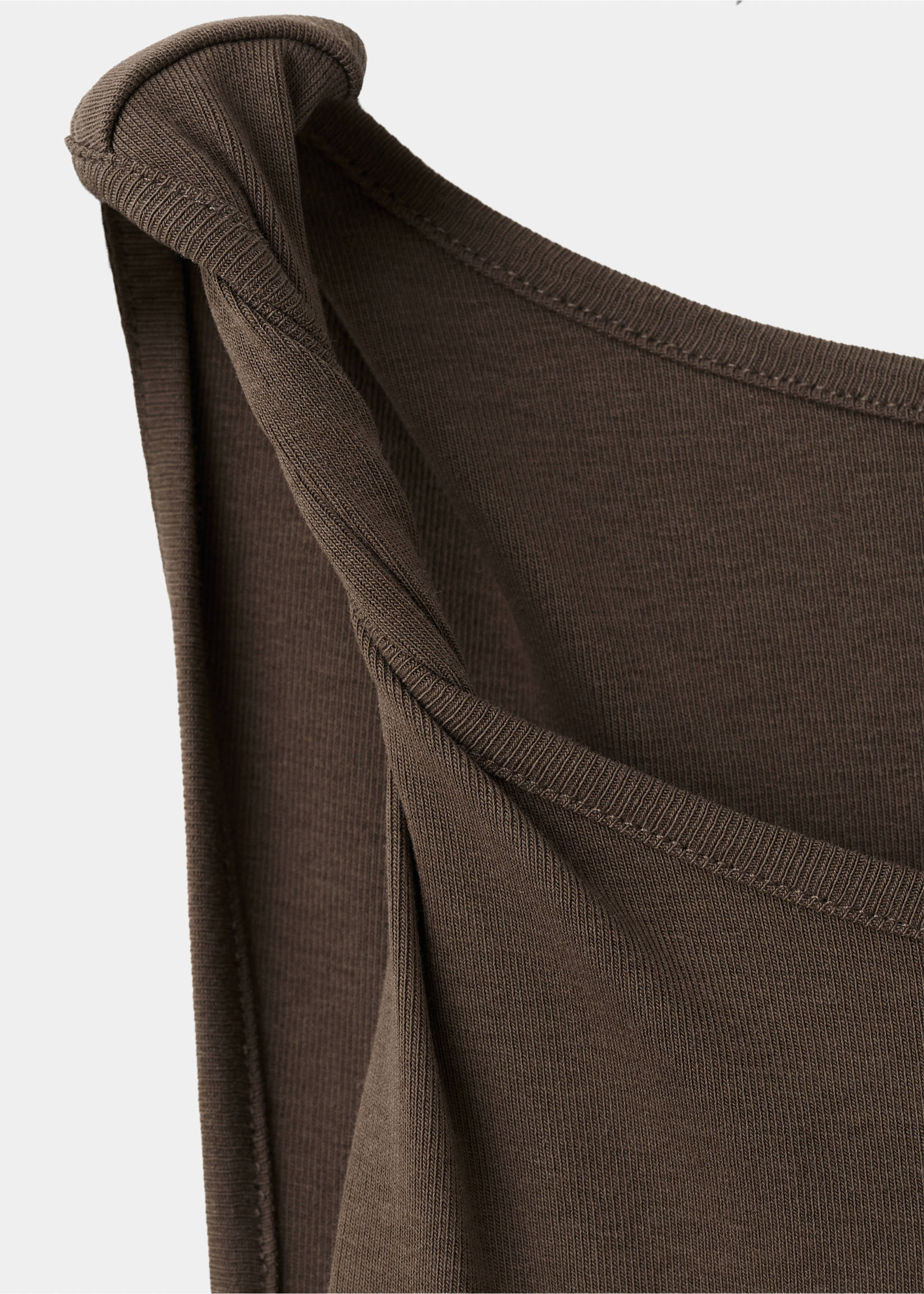 Cotton dress with draped strap detail - Details of the article 0, Brown. Ref: 37041382-00.