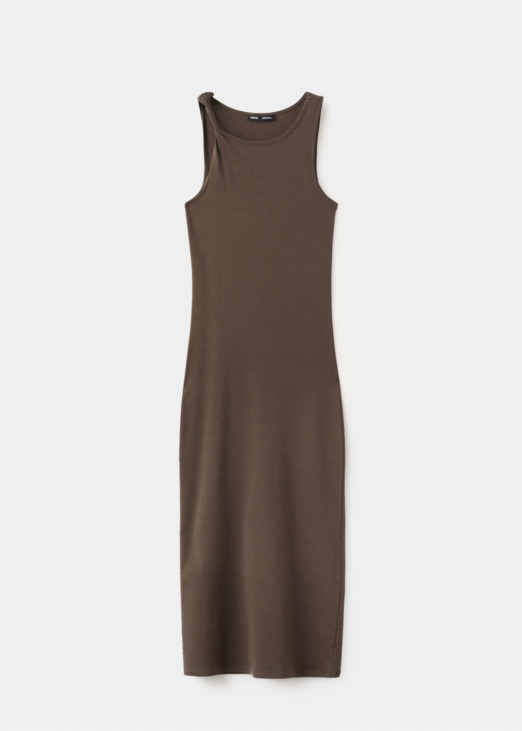 Cotton dress with draped strap detail - Article without model, Brown. Ref: 37041382-00.