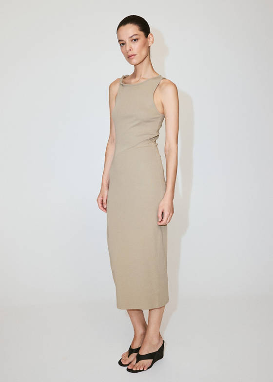 Drape askı detaylı pamuklu elbise