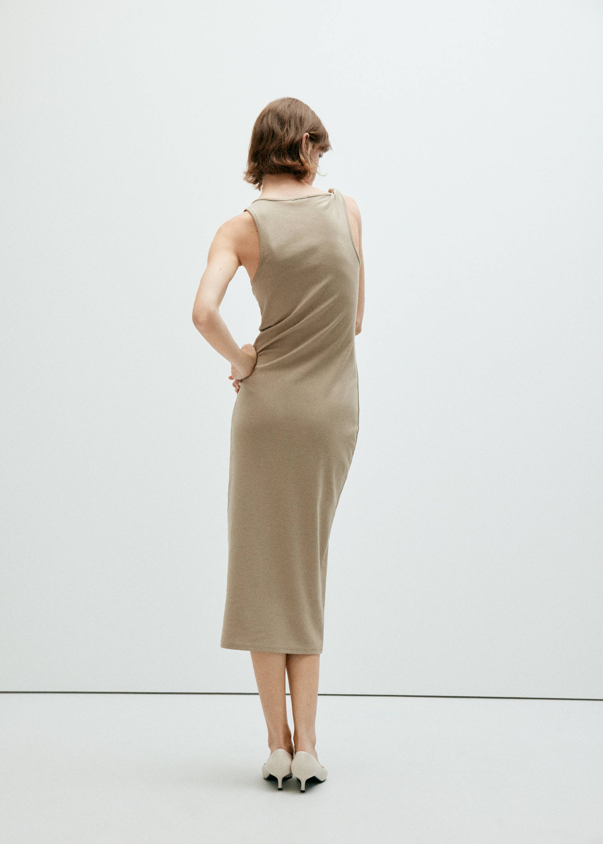 Cotton dress with draped strap detail - Reverse of the article