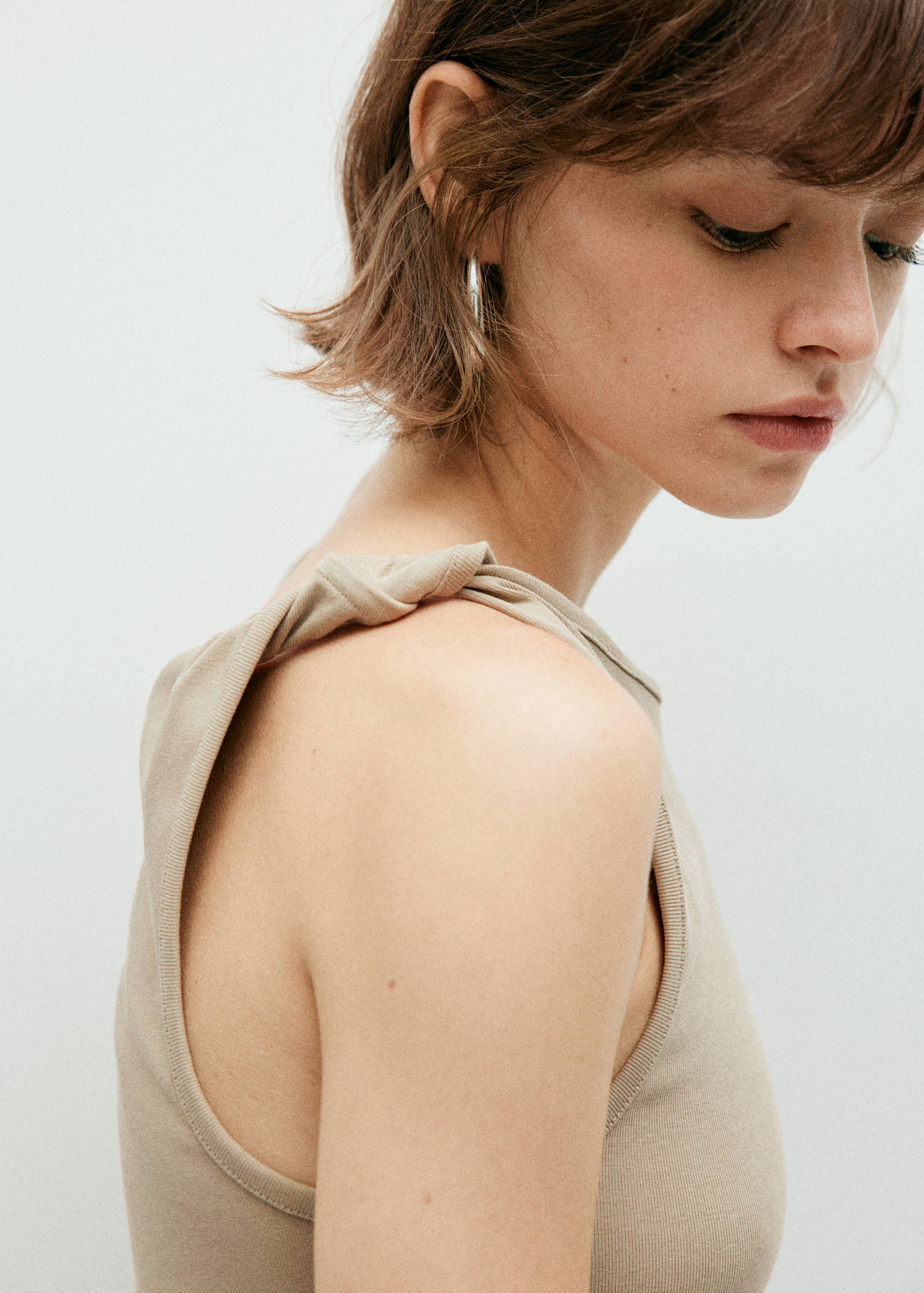 Cotton dress with draped strap detail - Details of the article 1