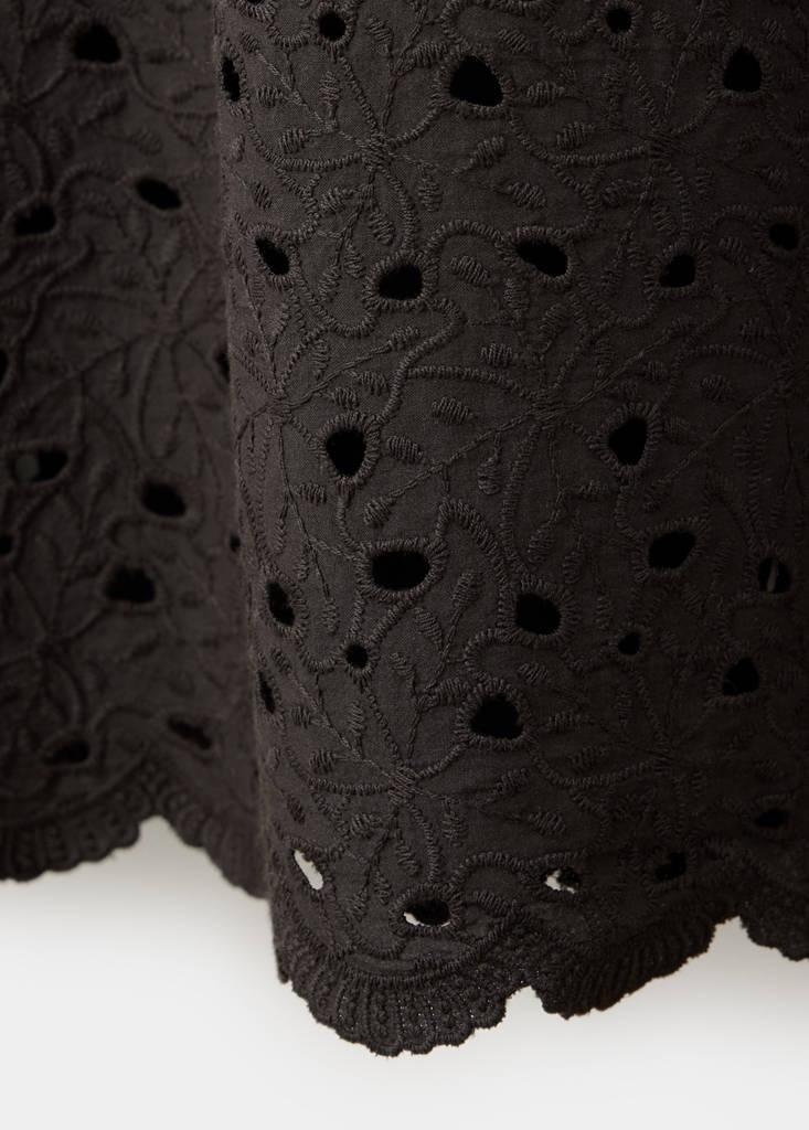 Openwork embroidered combined dress — Brown