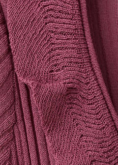 Textured knit cardigan with frill detail — Wine 6