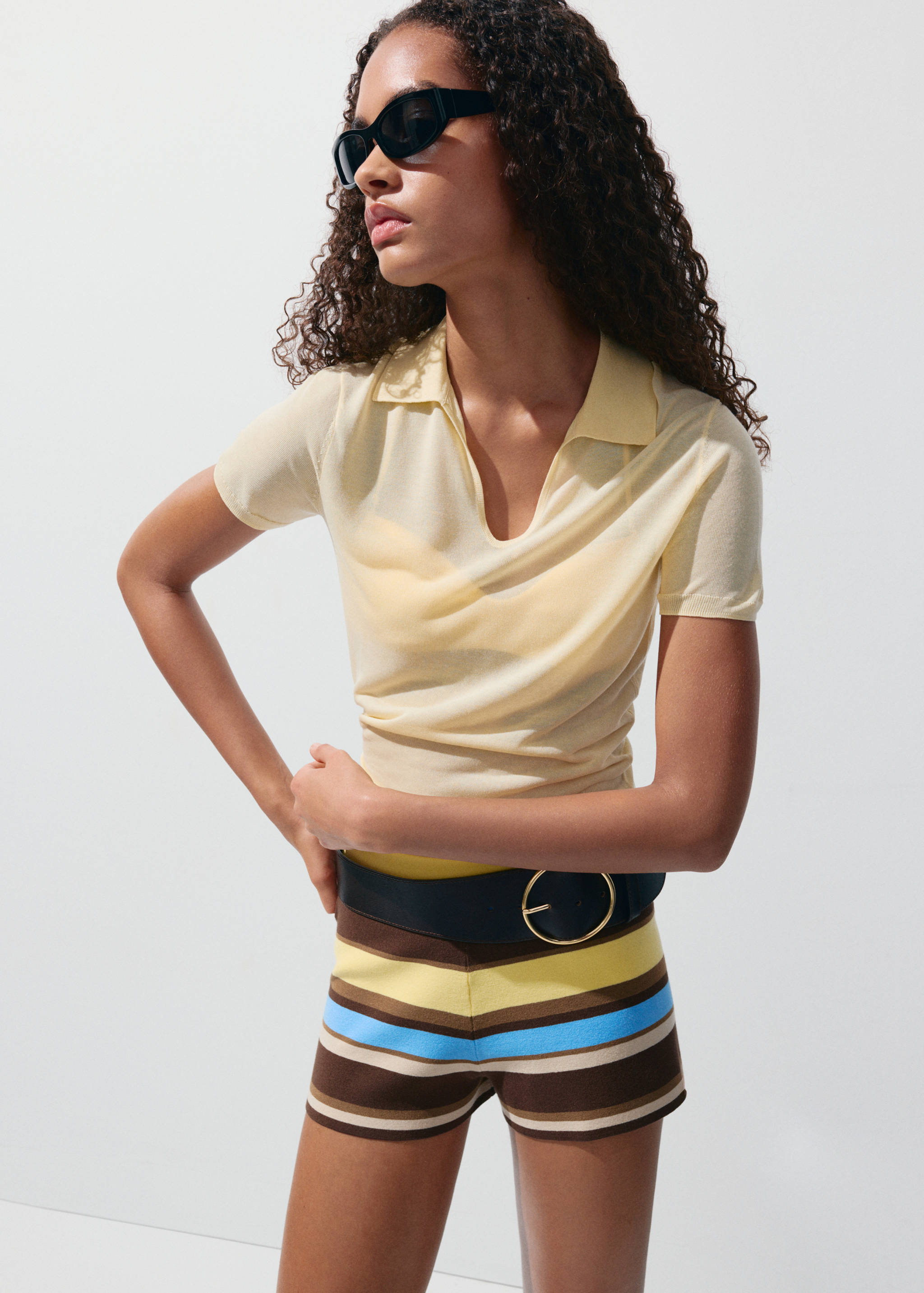 Striped knitted shorts - Medium plane