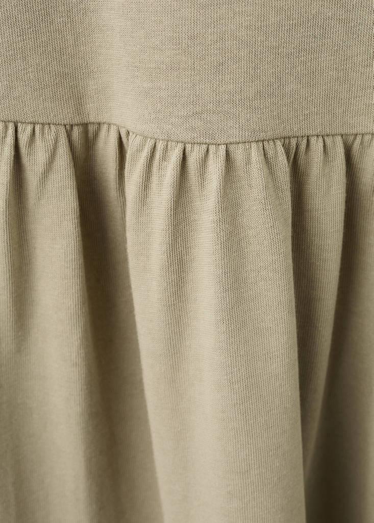 Ruched neckline volume dress — Khaki