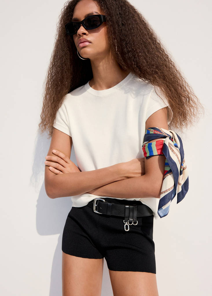 Short-sleeve knitted t-shirt — Ecru