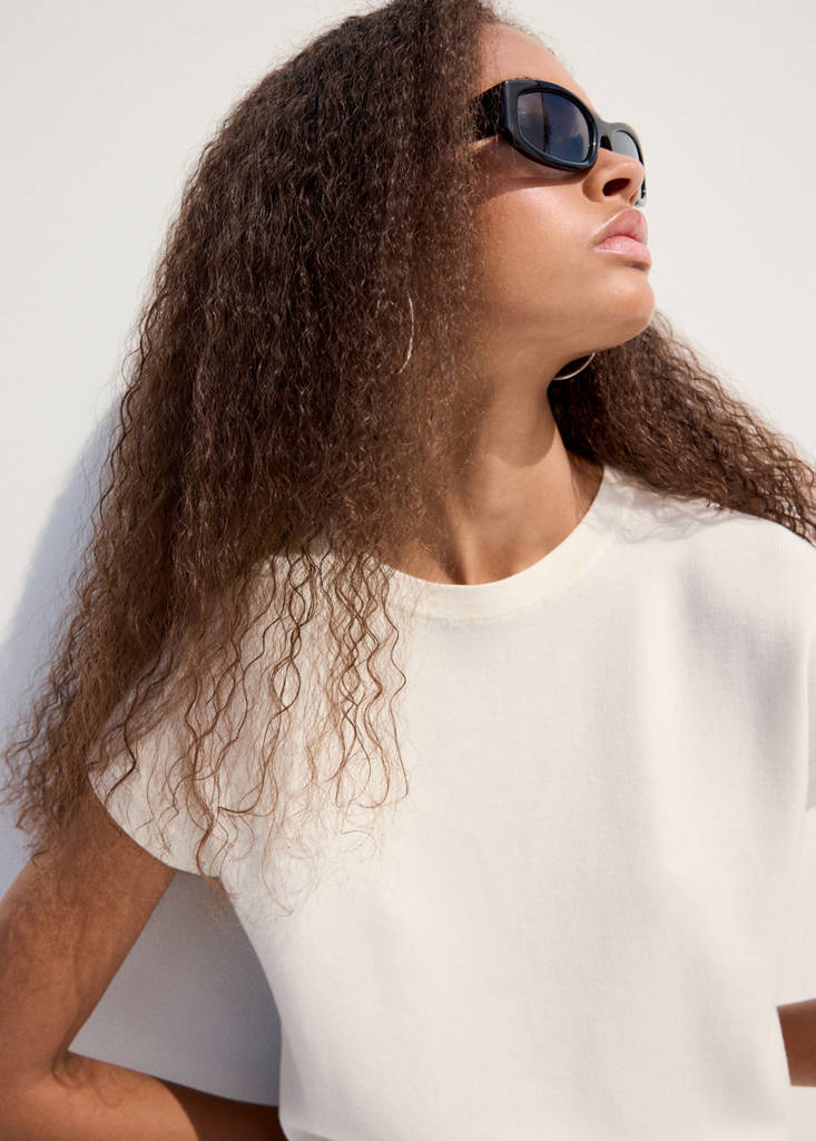 Short-sleeve knitted t-shirt — Ecru