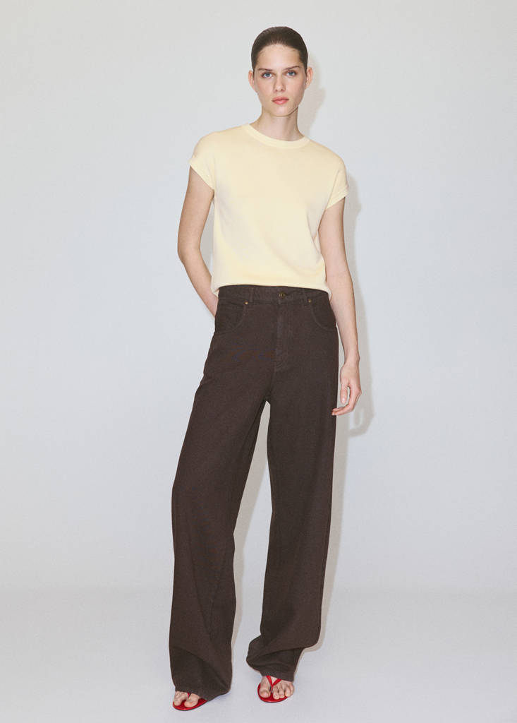 Short-sleeve knitted t-shirt — Pastel Yellow