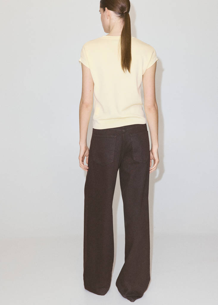 Short-sleeve knitted t-shirt — Pastel Yellow