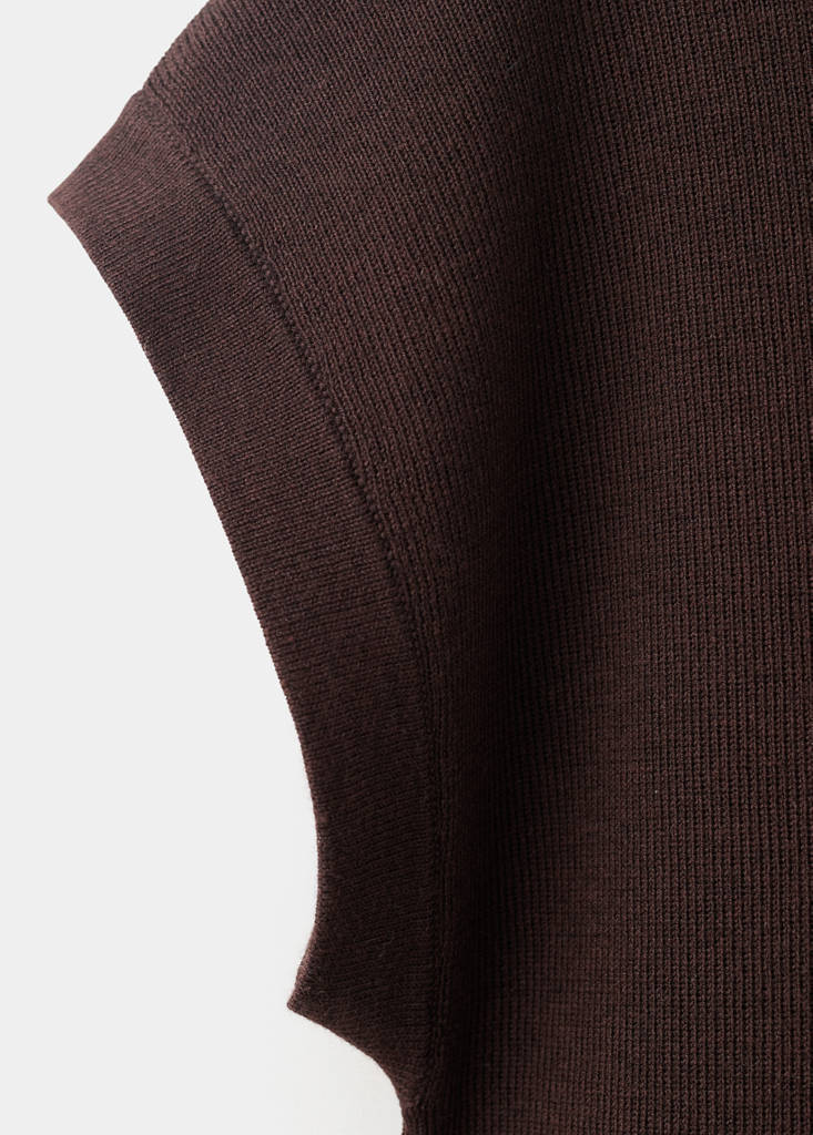 Short-sleeve knitted t-shirt — Brown