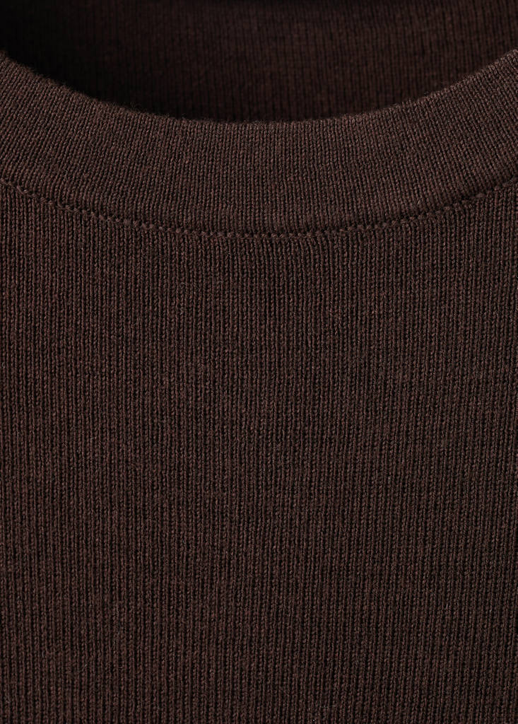 Short-sleeve knitted t-shirt — Brown