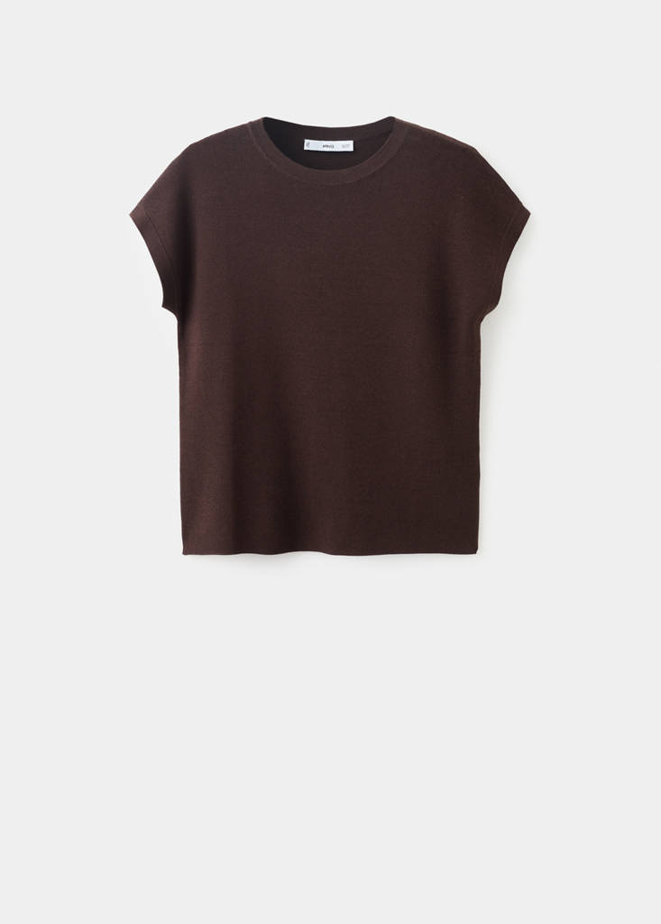 Short-sleeve knitted t-shirt — Brown