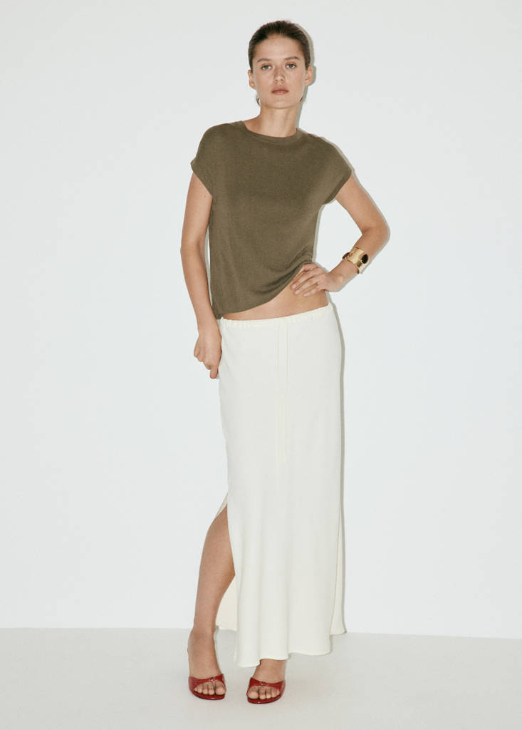 Short-sleeve knitted t-shirt — Khaki