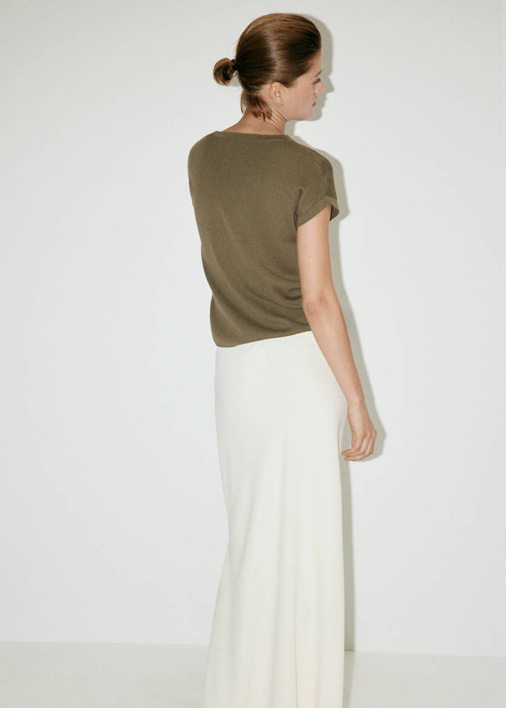 Short-sleeve knitted t-shirt — Khaki