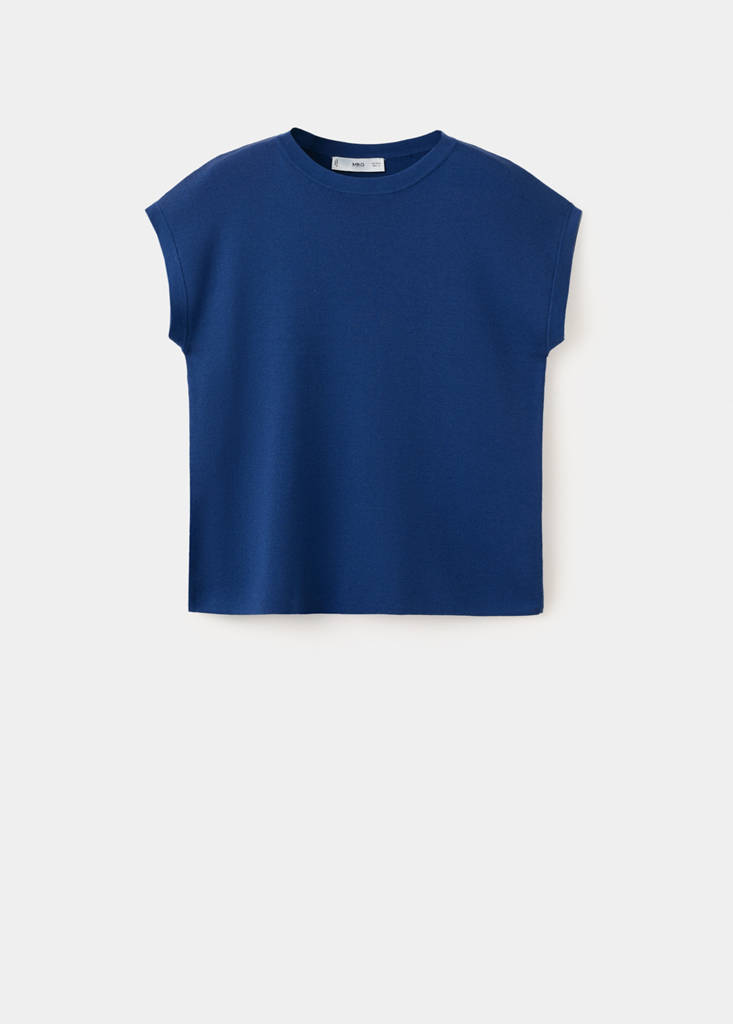 Short-sleeve knitted t-shirt — Vibrant blue