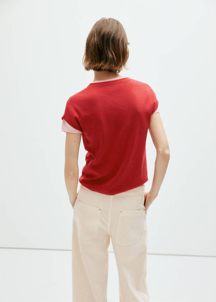 Short-sleeve knitted t-shirt — Red