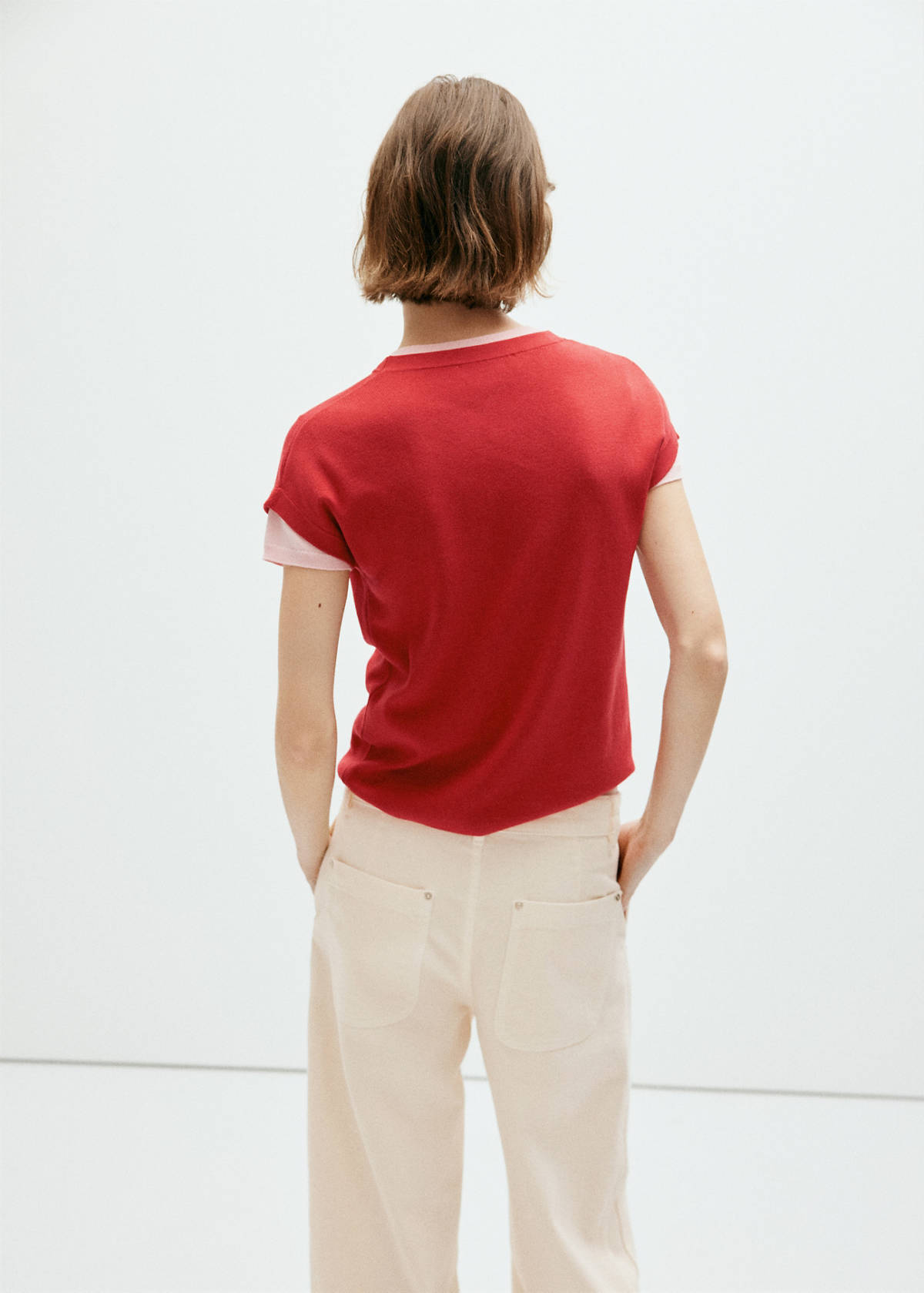 Short-sleeve knitted t-shirt — Red