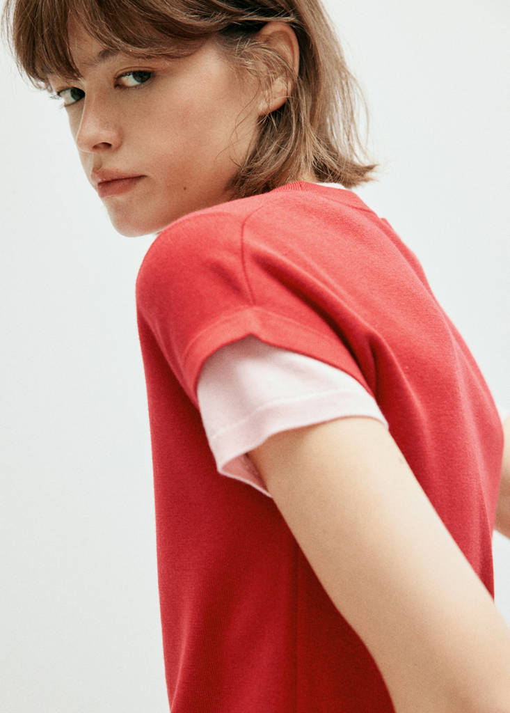 Short-sleeve knitted t-shirt — Red