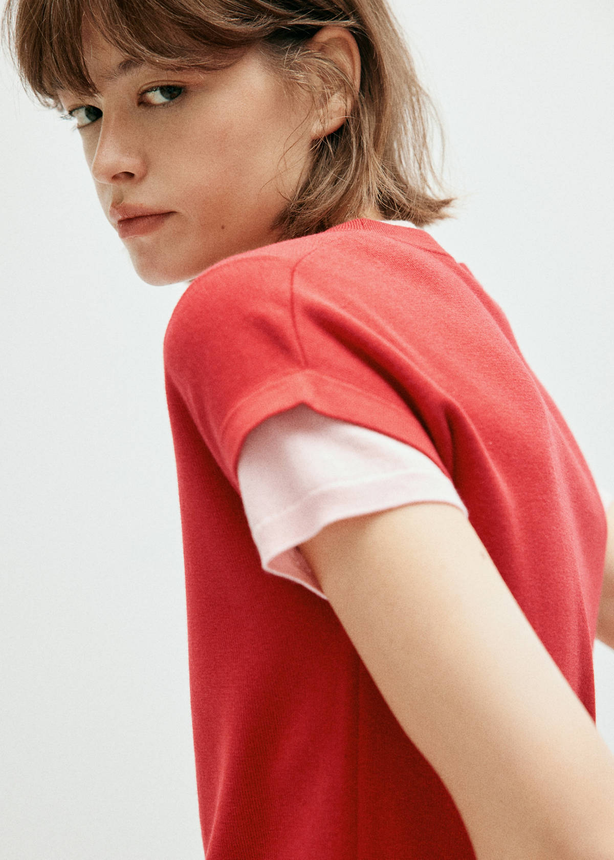 Short-sleeve knitted t-shirt — Red
