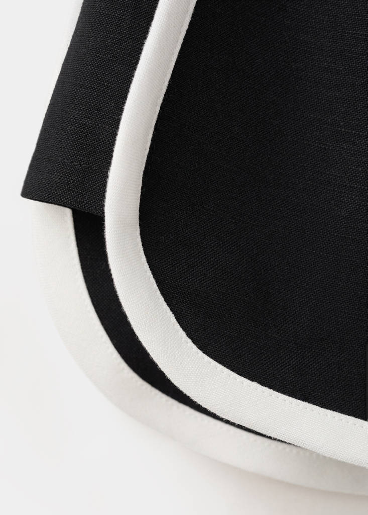 Striped linen-cotton blend shorts with contrast stripes — Black