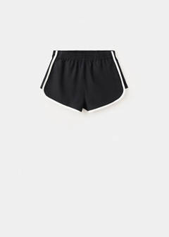 Striped linen-cotton blend shorts with contrast stripes — Black 5