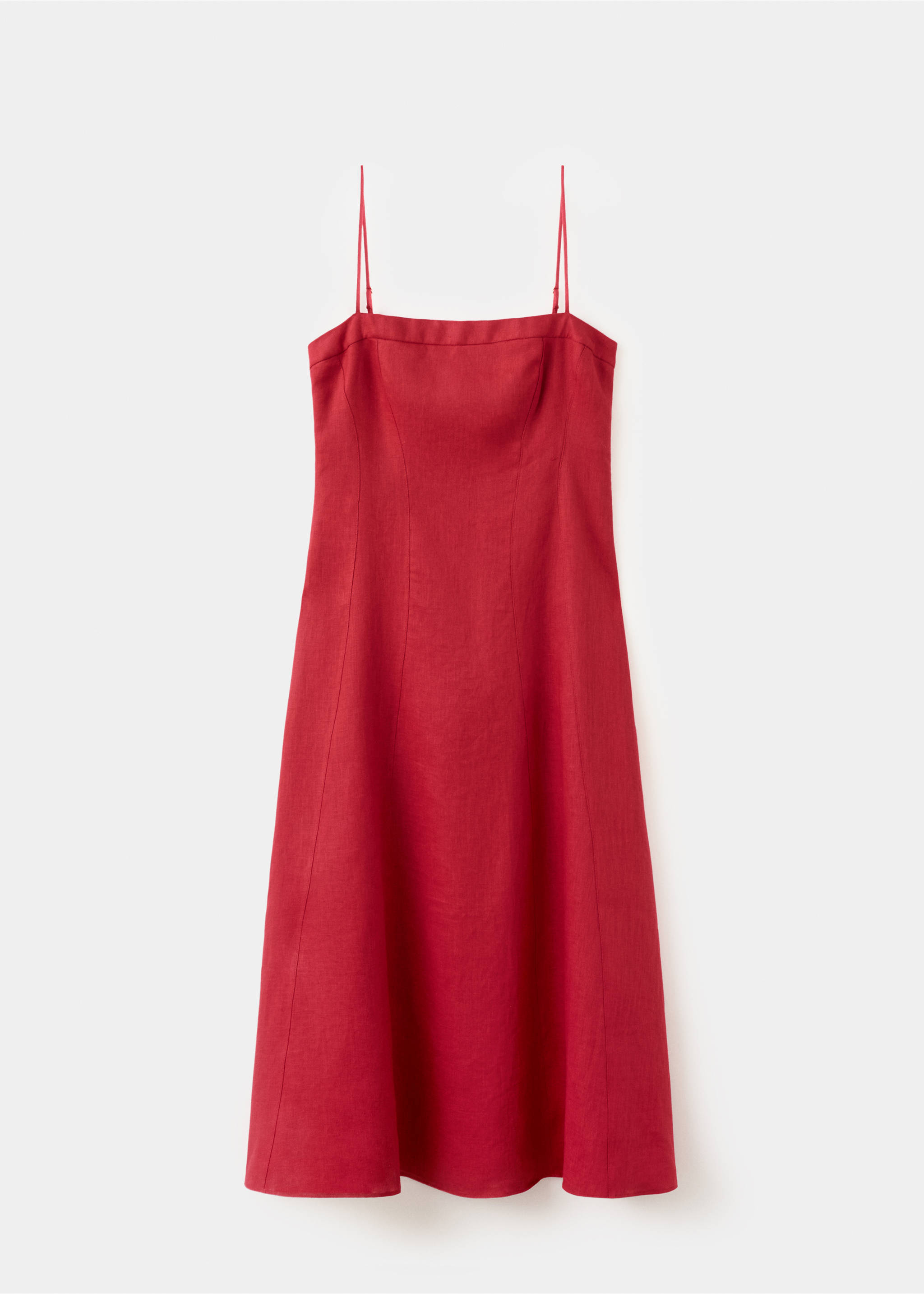 Vestido lino evasé - Artículo sin modelo, Rojo. Ref: 37041395-00.