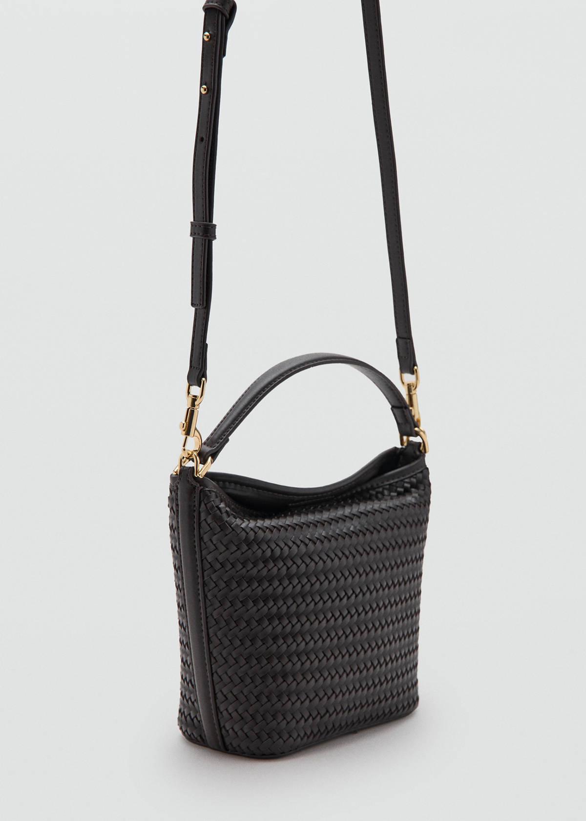 Small braided bucket bag — Chocolate