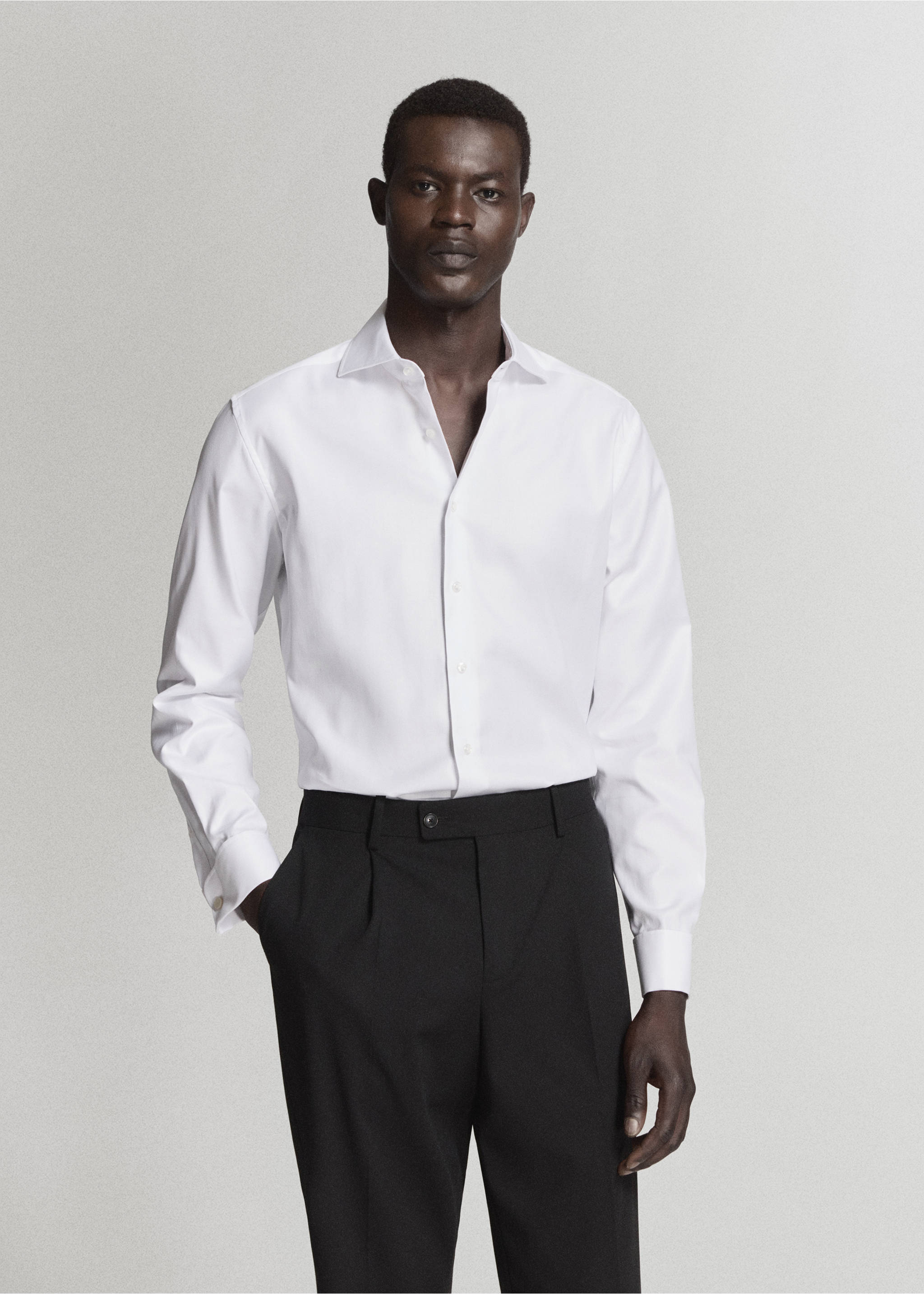 Plain 100% cotton shirt - Medium plane, White. Ref: 37041399-00.
