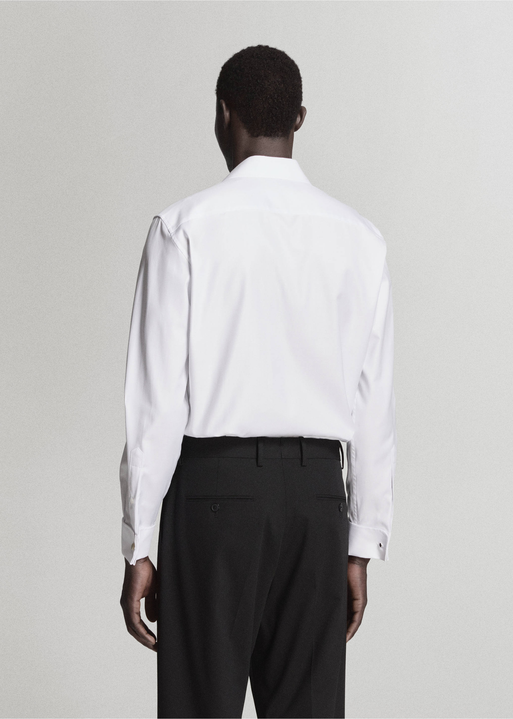 Plain 100% cotton shirt - Reverse of the article, White. Ref: 37041399-00.