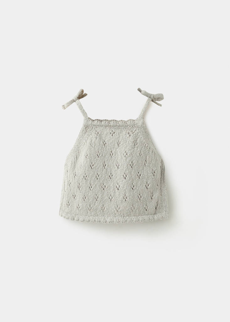 Sleeveless openwork knit top — Medium Brown