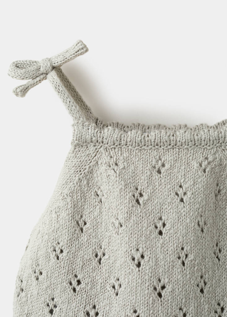 Sleeveless openwork knit top — Medium Brown