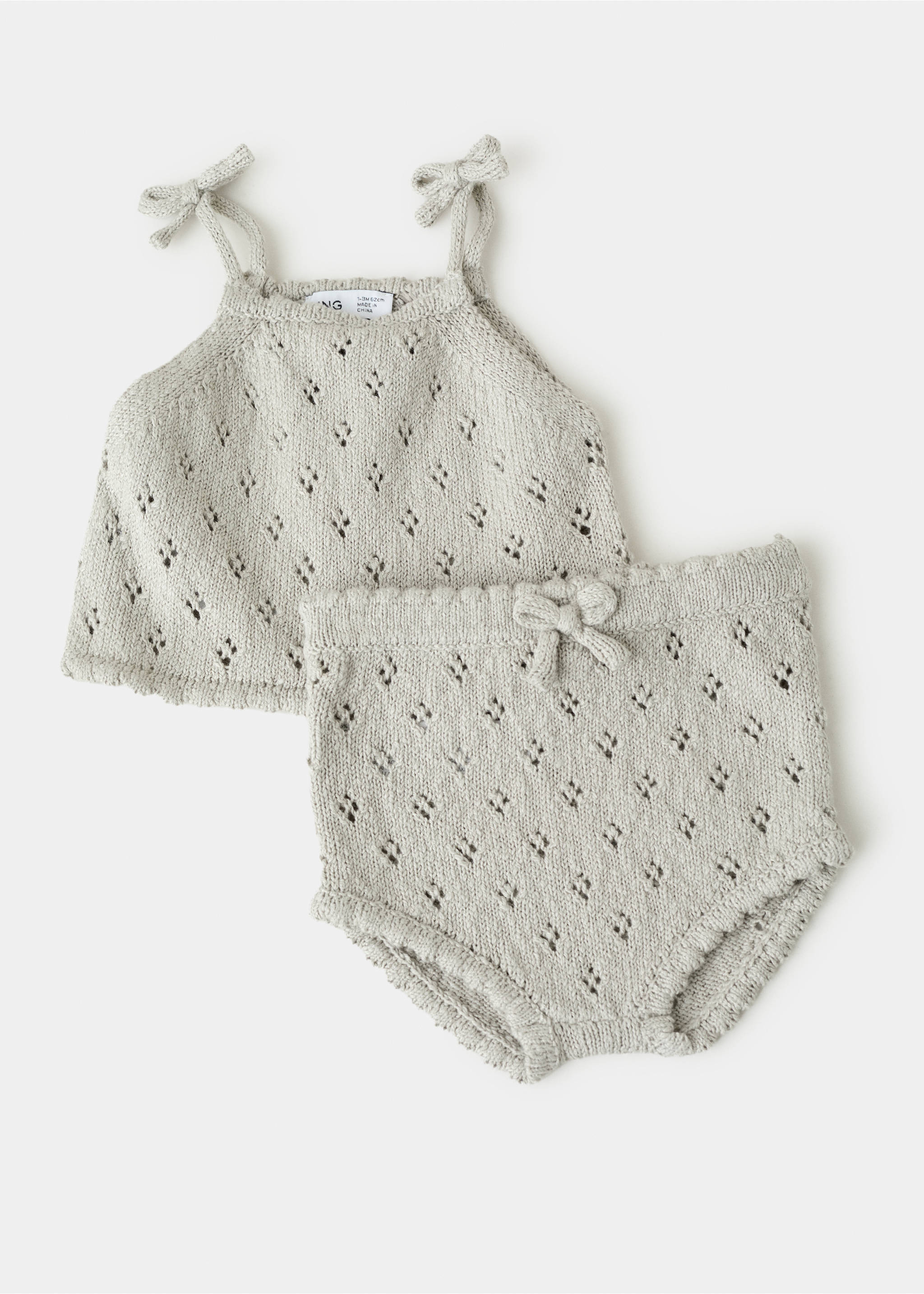 Sleeveless openwork knit top - Details of the article 0, Medium Brown. Ref: 37041403-00.