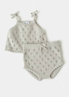 Sleeveless openwork knit top — Medium Brown 7