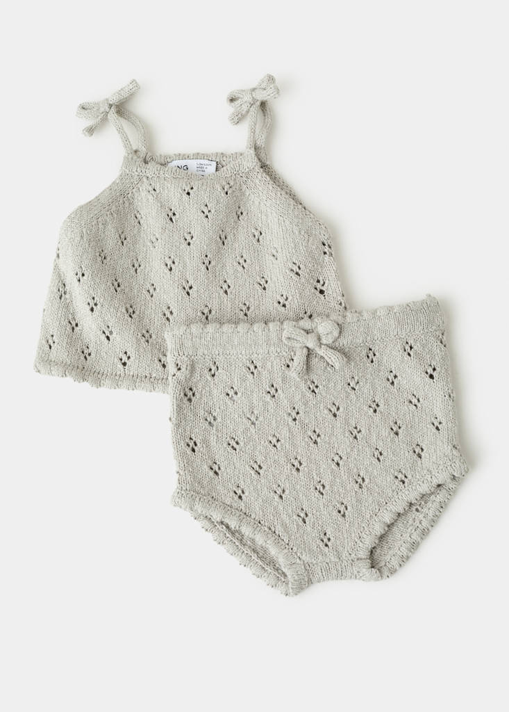 Openwork knit romper — Medium Brown