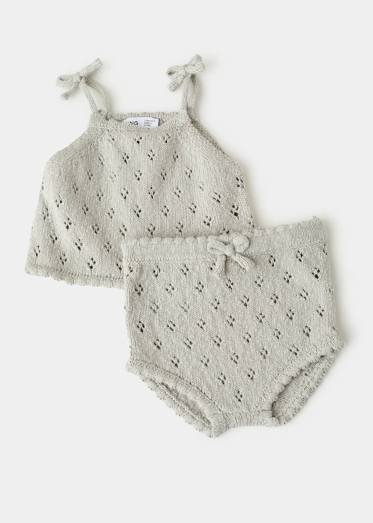 Openwork knit romper — Medium Brown