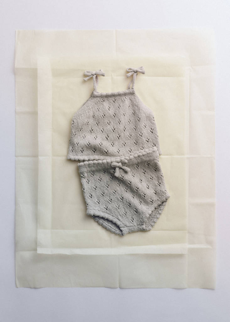 Openwork knit romper — Medium Brown